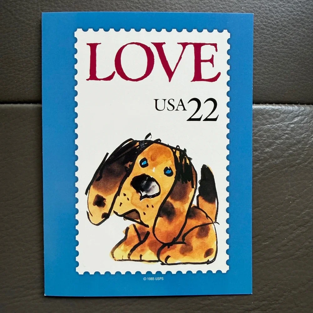 Vtg USPS Love Stamp Greeting Cards LOT of 11 USA Made Cherub Rose Puppy Bouquet